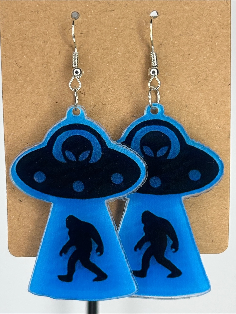Blue UFO & Sasquatch Acrylic Dangle Earrings Fashion Jewelry